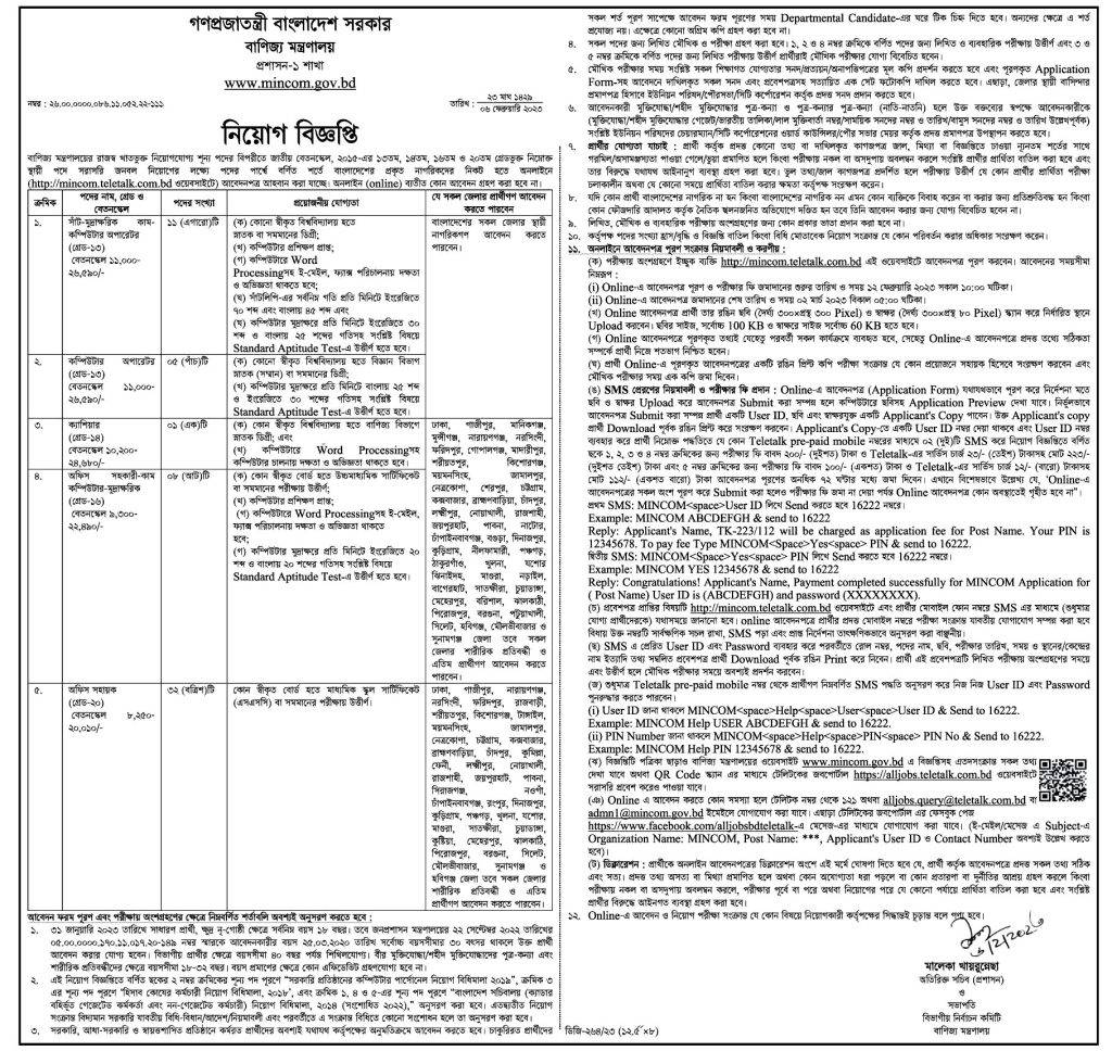 সরকারি চাকরির নিয়োগ 2023 | Govt Job Circular 2023 : Download